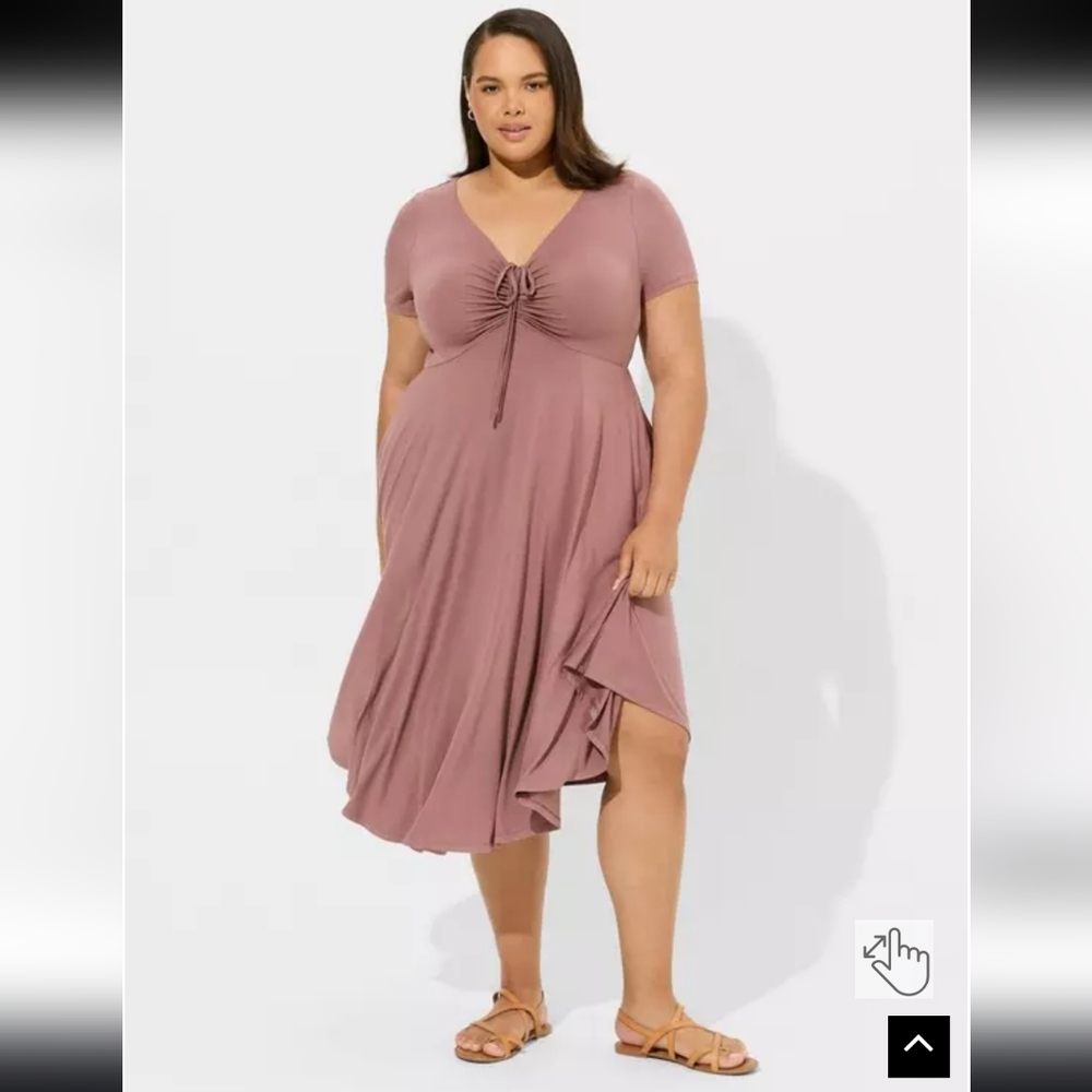 Torrid Purple Midi Super Soft Shirred Front Dress. Torrid size 3.